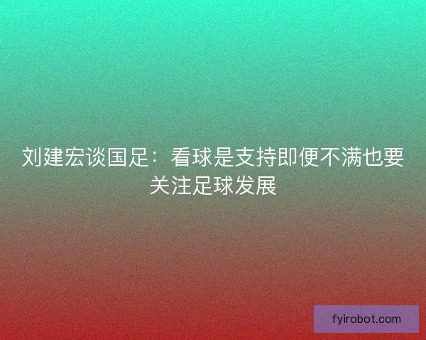刘建宏谈国足：看球是支持即便不满也要关注足球发展